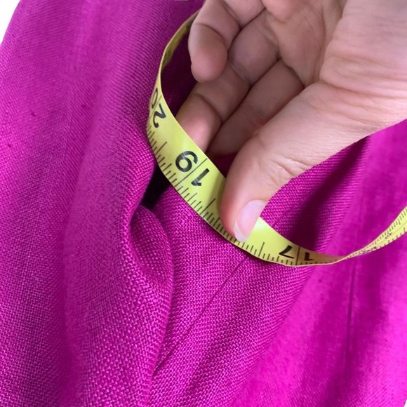 Vintage 90s Anne Klein Fuchsia Double Button Linen Blazer Small - Picture 6 of 8